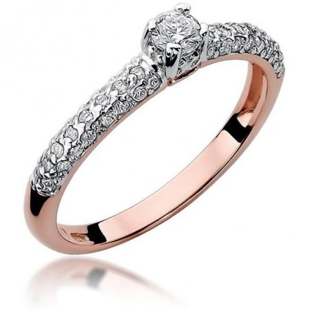 Harf Pierścionek z różowego złota z diamentem 0,15 ct, próba 585 B0400-PI-AUR-DIW-02-OK