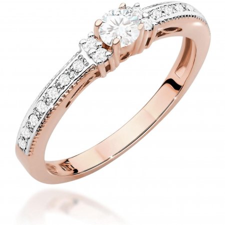 Harf Pierścionek z różowego złota z diamentem 0,13 ct, próba 585 B0402-PI-AUR-DIW-02-OK