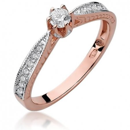 Harf Pierścionek z różowego złota z diamentem 0,15 ct, próba 585 B0404-PI-AUR-DIW-02-OK