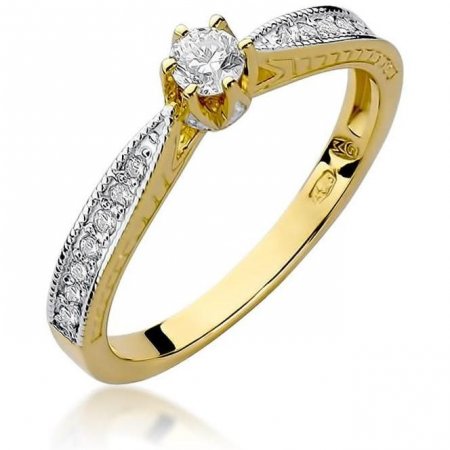 Harf Pierścionek z żółtego złota próby 585 z diamentem 0,15 ct B0404-PI-AUZ-DIW-02-OK
