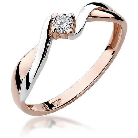 Harf Pierścionek z różowego złota próby 585 z diamentem 0,08 ct B0416-PI-AUR-DIW-02-OK