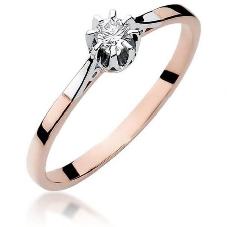 Harf Pierścionek z różowego złota próby 585 z diamentem 0,08 ct B0418-PI-AUR-DIW-02-OK