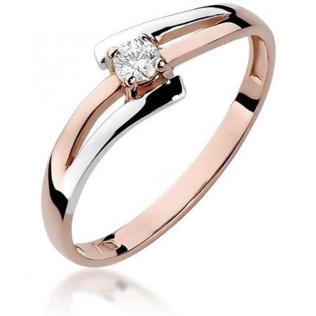 Harf Pierścionek z różowego złota próby 585 z diamentem 0,08 ct B0420-PI-AUR-DIW-02-OK
