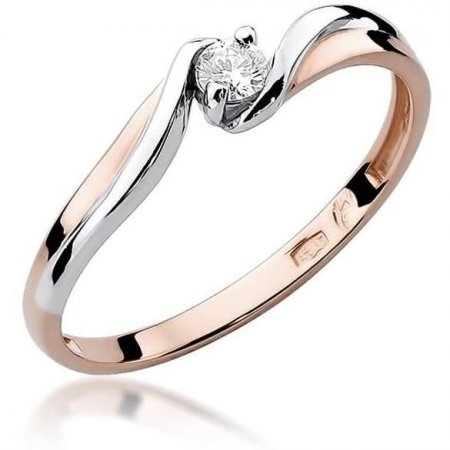 Harf Pierścionek z różowego złota próby 585 z diamentem 0,10 ct B0422-PI-AUR-DIW-04-OK