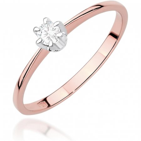 Harf Pierścionek z różowego złota z diamentem 0,10 ct, próba 585 B0440-PI-AUR-DIW-04-OK