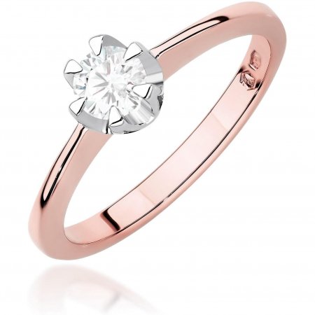 Harf Pierścionek z różowego złota próby 585 z diamentem 0,40 ct B0440-PI-AUR-DIW-18-OK