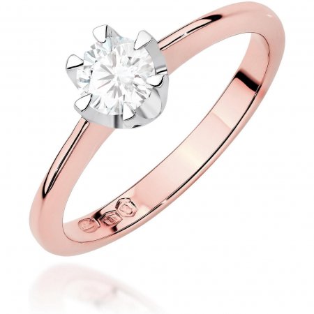 Harf Pierścionek z różowego złota z diamentem laboratoryjnym 0,70 ct, próba 585 B0440-PI-AUR-LDW-22-OK