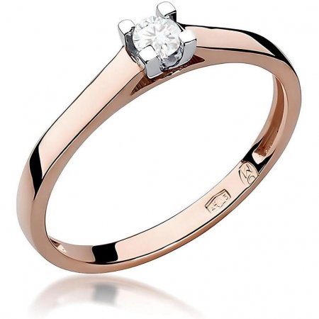 Harf Pierścionek z różowego złota próby 585 z diamentem 0,10 ct B0442-PI-AUR-DIW-04-OK