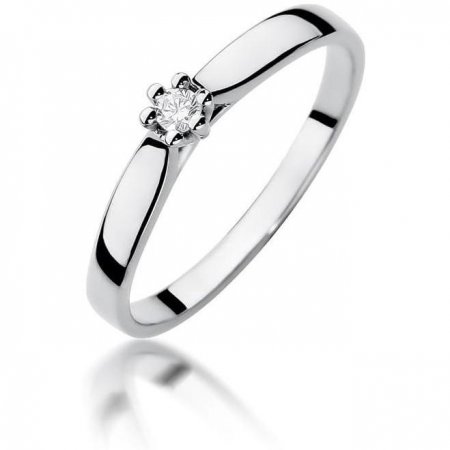 Harf Pierścionek z białego złota z diamentem, próba 375 B0444-PI-00-DIW-02-OK