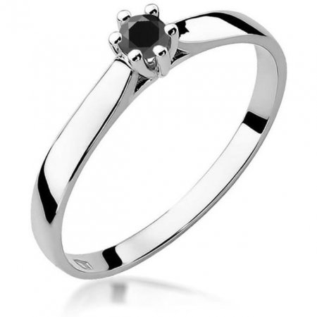 Harf Pierścionek z białego złota próby 585 z czarnym diamentem 0,12 ct B0444-PI-AUB-DIB-06-OK