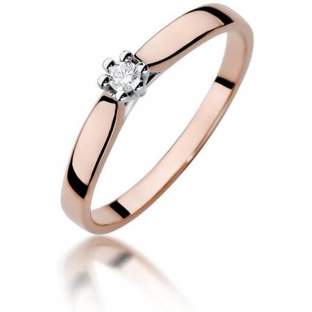 Harf Pierścionek z różowego złota próby 585 z diamentem B0444-PI-AUR-DIW-02-OK