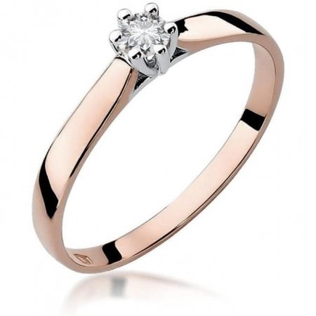 Harf Pierścionek z różowego złota próby 585 z diamentem 0,12 ct B0444-PI-AUR-DIW-08-OK