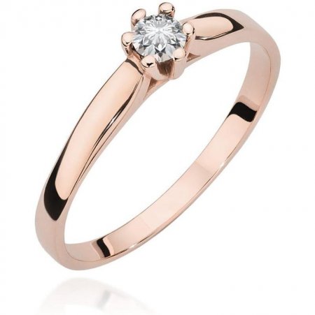 Harf Pierścionek z różowego złota próby 585 z diamentem 0,15 ct B0444-PI-AUR-DIW-10-OK