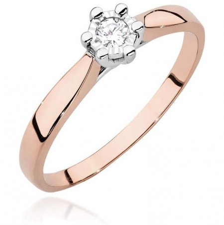 Harf Pierścionek z różowego złota próby 585 z diamentem 0,08 ct B0444-PI-AUR-DIW-28-OK