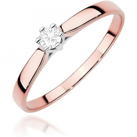 Harf Pierścionek z różowego złota z diamentem laboratoryjnym 0,10 ct, próba 585 B0444-PI-AUR-LDW-06-OK