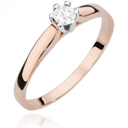 Harf Pierścionek z różowego złota próby 585 z diamentem laboratoryjnym 0,15 ct B0444-PI-AUR-LDW-10-OK