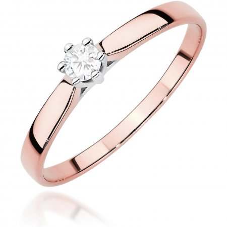 Harf Pierścionek z różowego złota z diamentem laboratoryjnym 0,20 ct, próba 585 B0444-PI-AUR-LDW-14-OK