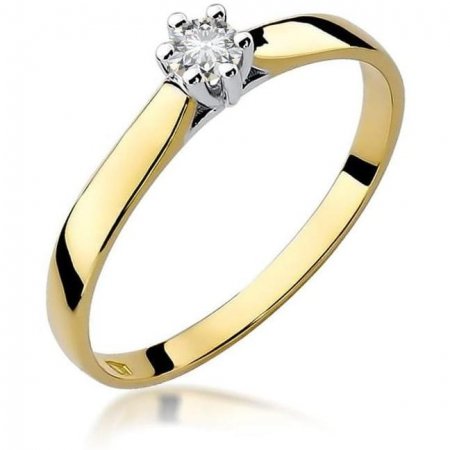 Harf Pierścionek z żółtego złota z diamentem 0,12 ct, próba 585 B0444-PI-AUZ-DIW-08-OK