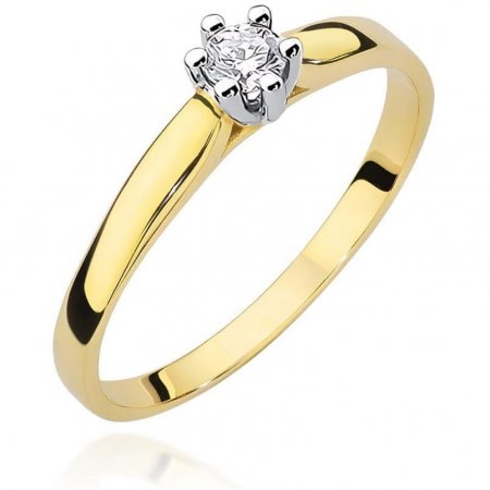 Harf Pierścionek z żółtego złota z diamentem 0,15 ct, próba 585 B0444-PI-AUZ-DIW-10-OK