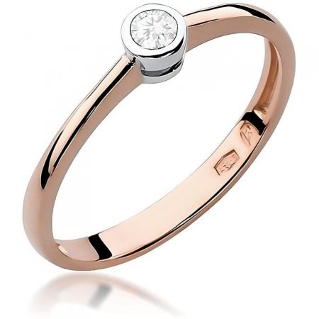 Harf Pierścionek z różowego złota z diamentem 0,10 ct, próba 585 B0448-PI-AUR-DIW-04-OK