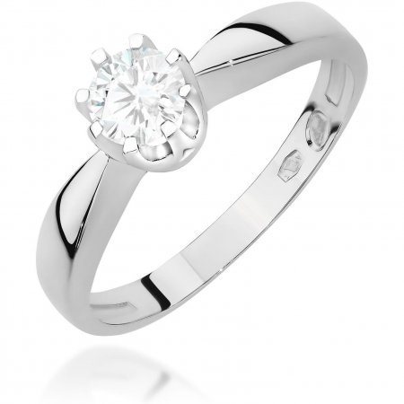 Harf Pierścionek z białego złota próby 375 z diamentem 0,30 ct B0456-PI-00-DIW-10-OK