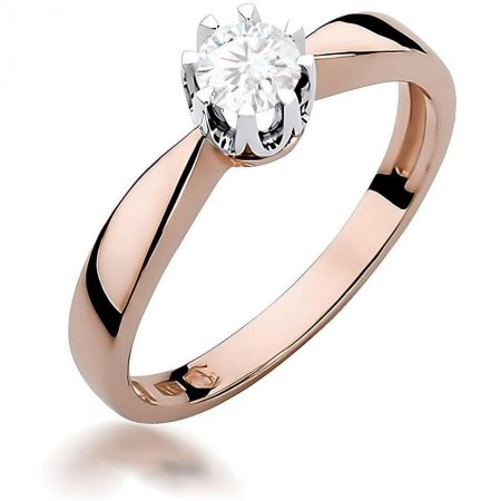 Harf Pierścionek z różowego złota próby 585 z diamentem 0,25 ct B0456-PI-AUR-DIW-08-OK