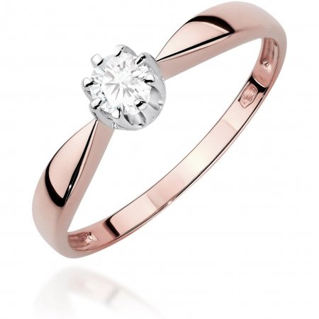 Harf Pierścionek z różowego złota z diamentem laboratoryjnym 0,15 ct, próba 585 B0456-PI-AUR-LDW-04-OK