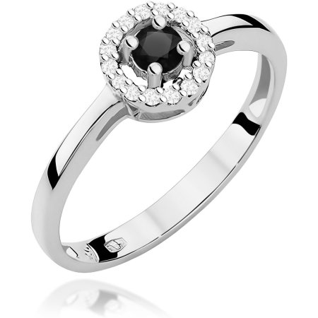 Harf Pierścionek halo z białego złota z czarnym diamentem 0,12 ct, próba 375 B0476-PI-00-DIB-02-OK
