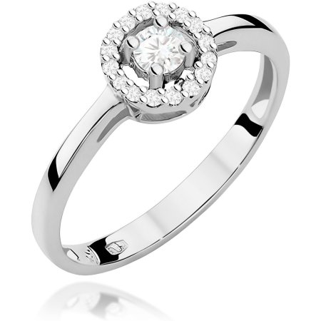 Harf Pierścionek halo z białego złota próby 375 z diamentem 0,12 ct B0476-PI-00-DIW-02-OK