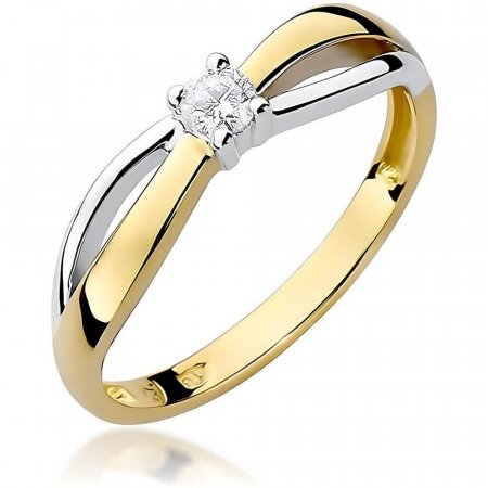 Harf Pierścionek z żółtego złota próby 375 z diamentem laboratoryjnym 0,10 ct B0496-PI-00-LDW-02-OK