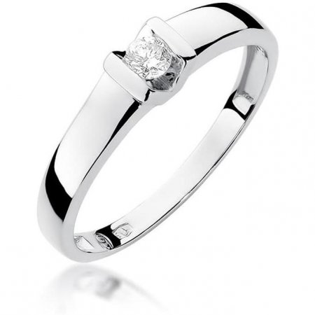 Harf Pierścionek z białego złota próby 375 z diamentem 0,10 ct B0498-PI-00-DIW-02-OK