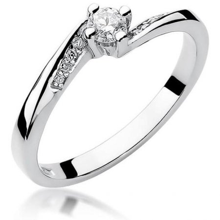 Harf Pierścionek z białego złota próby 375 z diamentem 0,15 ct B0524-PI-00-DIW-04-OK