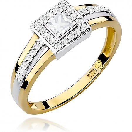 Harf Pierścionek halo z żółtego złota z diamentem laboratoryjnym 0,15 ct, próba 375 B0542-PI-00-LDW-02-00