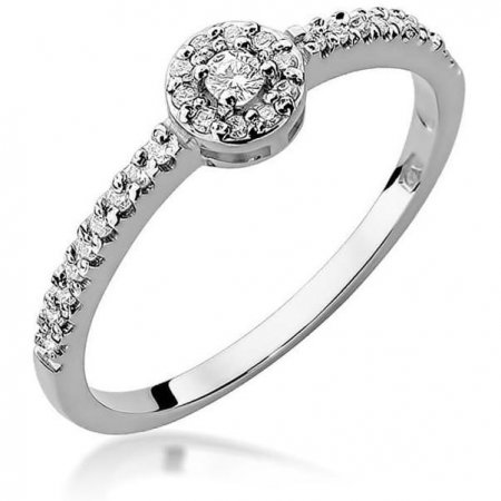 Harf Pierścionek halo z białego złota z diamentem 0,05 ct, próba 375 B0546-PI-00-DIW-02-OK