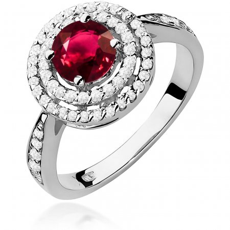 Harf Pierścionek halo z białego złota próby 375 z rubinem 1,20 ct B0548-PI-00-RUR-02-OK
