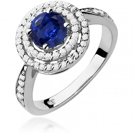 Harf Pierścionek halo z białego złota próby 375 z szafirem 1,00 ct B0548-PI-00-SAB-02-OK