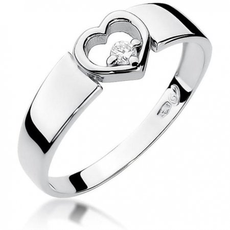 Harf Pierścionek z białego złota próby 375 z diamentem B0552-PI-00-DIW-02-OK