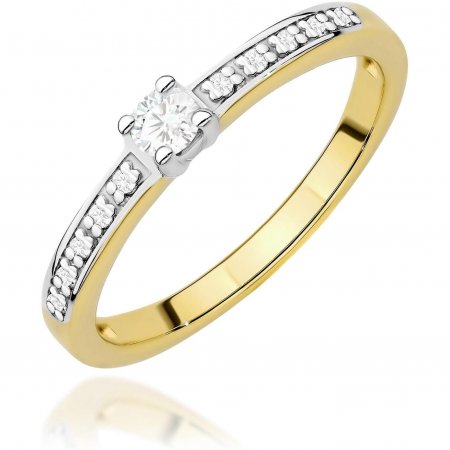 Harf Pierścionek z żółtego złota próby 375 z diamentem laboratoryjnym 0,08 ct B0576-PI-00-LDW-02-OK