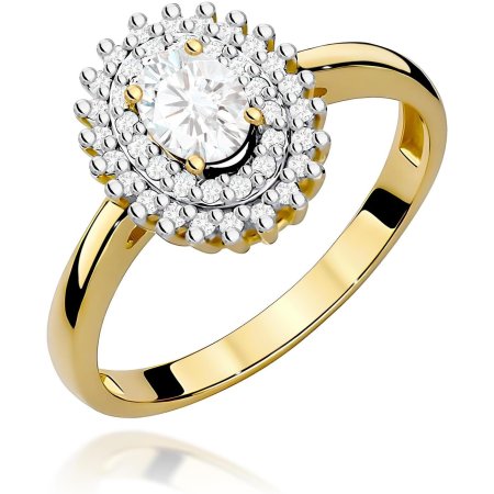 Harf Pierścionek halo z żółtego złota próby 375 z diamentem laboratoryjnym 0,40 ct B0606-PI-00-LDW-02-OW