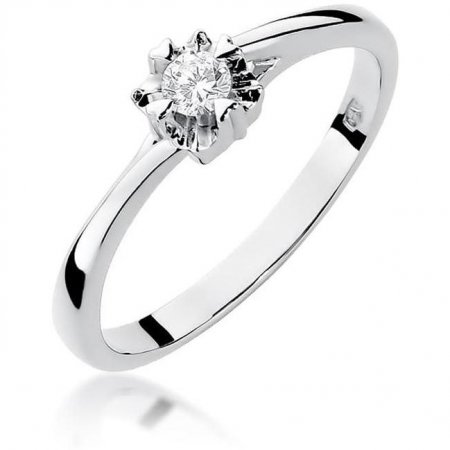 Harf Pierścionek z białego złota z diamentem 0,10 ct, próba 375 B0636-PI-00-DIW-04-OK