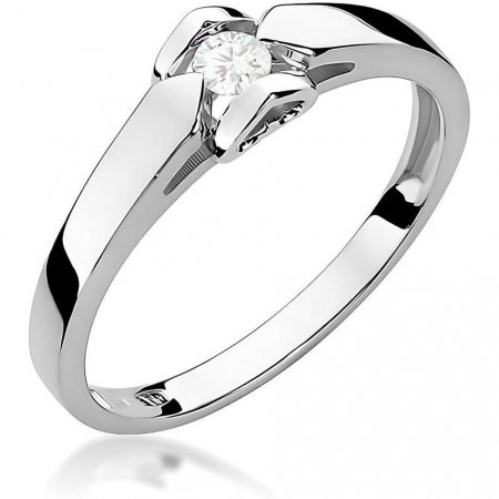 Harf Pierścionek z białego złota z diamentem, próba 375 B0640-PI-00-DIW-04-OK