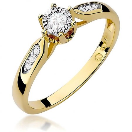 Harf Pierścionek z żółtego złota z diamentem 0,08 ct, próba 375 B0656-PI-00-DIW-02-OK
