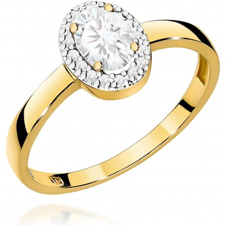 Biżuteria Harf B0660-PI-00-LDW-02-OW Pierścionek halo z żółtego złota próby 375 z diamentem laboratoryjnym 0,40 ct