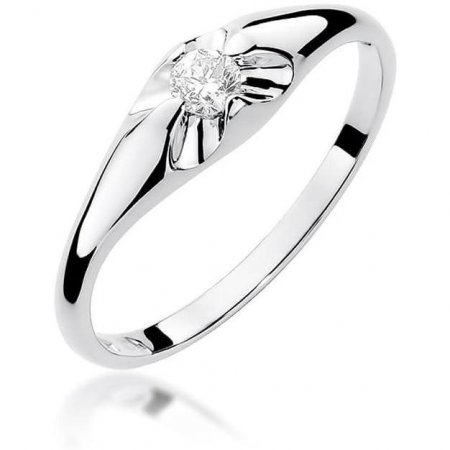 Harf Pierścionek z białego złota próby 375 z diamentem 0,10 ct B0662-PI-00-DIW-02-OK