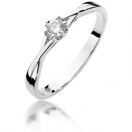 Harf Pierścionek z białego złota próby 375 z diamentem 0,12 ct B0680-PI-00-DIW-04-OK