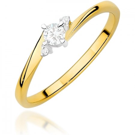 Harf Pierścionek z żółtego złota próby 375 z diamentem laboratoryjnym 0,10 ct B0692-PI-00-LDW-02-OK