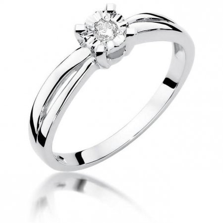 Harf Pierścionek z białego złota próby 375 z diamentem 0,08 ct B0720-PI-00-DIW-02-OK