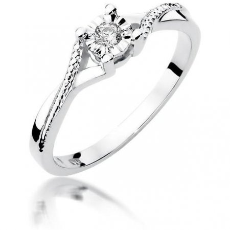 Harf Pierścionek z białego złota próby 375 z diamentem 0,08 ct B0722-PI-00-DIW-02-OK