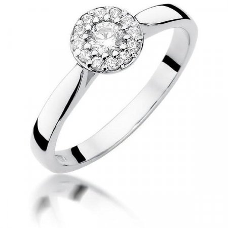 Harf Pierścionek halo z białego złota z diamentem 0,12 ct, próba 375 B0724-PI-00-DIW-02-OK