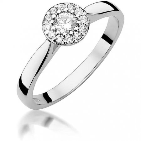 Harf Pierścionek halo z białego złota z diamentem laboratoryjnym 0,15 ct, próba 375 B0724-PI-00-LDW-02-OK